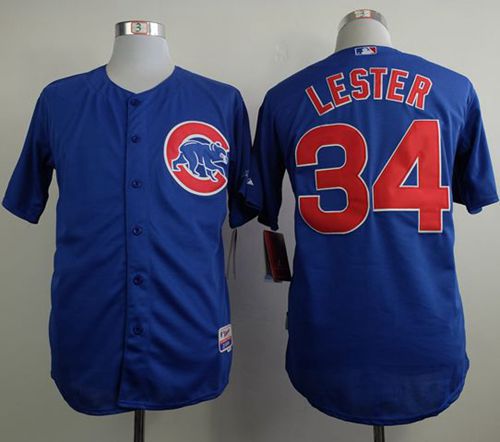 Cubs #34 Jon Lester Blue Cool Base Stitched MLB Jersey - Click Image to Close